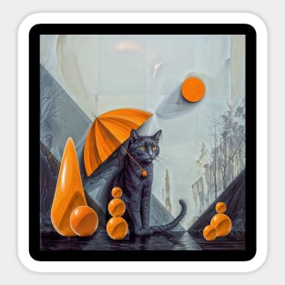 The Gaze of the Mystic Cat: A Surrealistic Journey Sticker